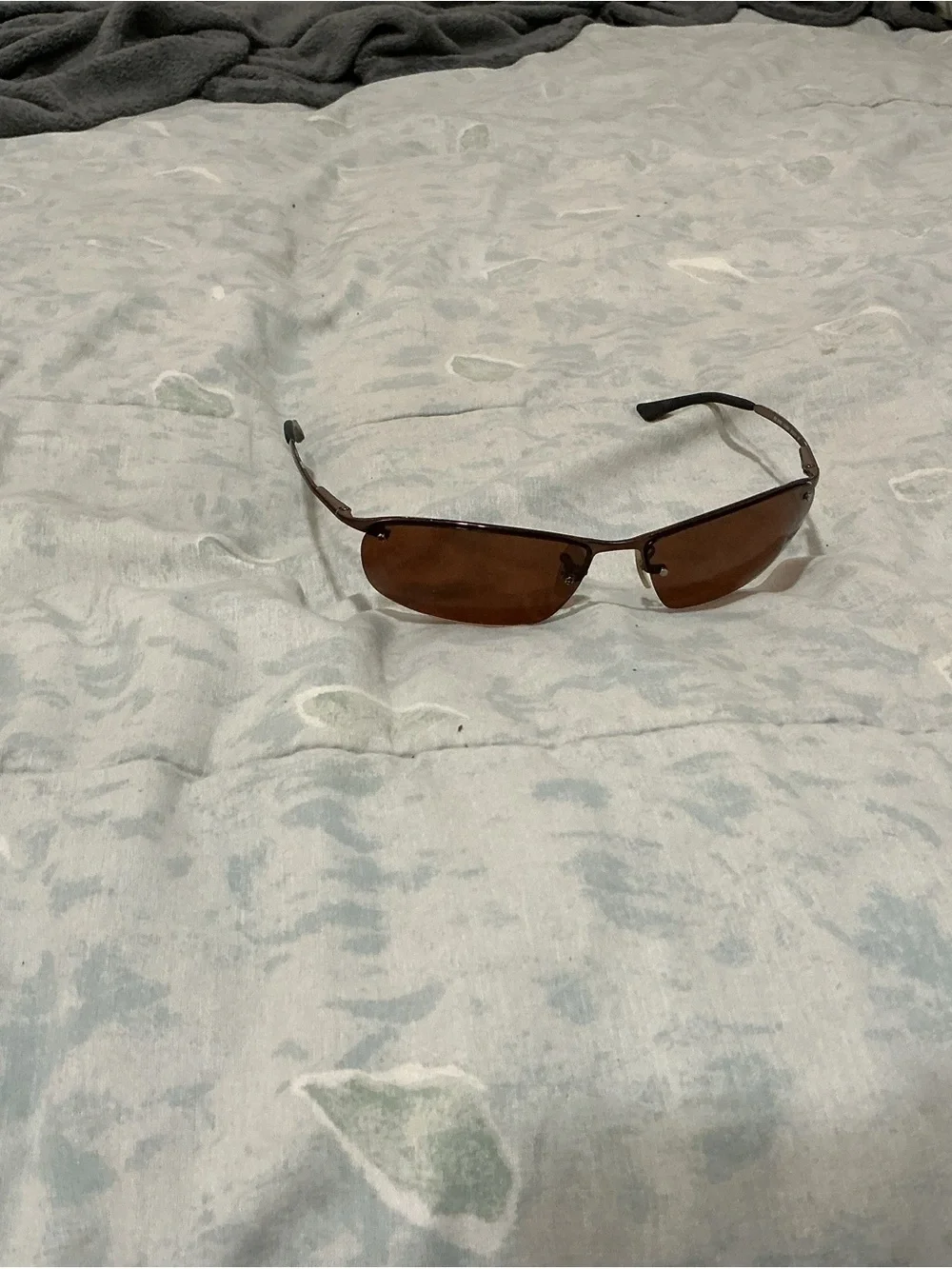 Ray-Ban Men's Brown Rimless Sunglasses with Brown Lenses